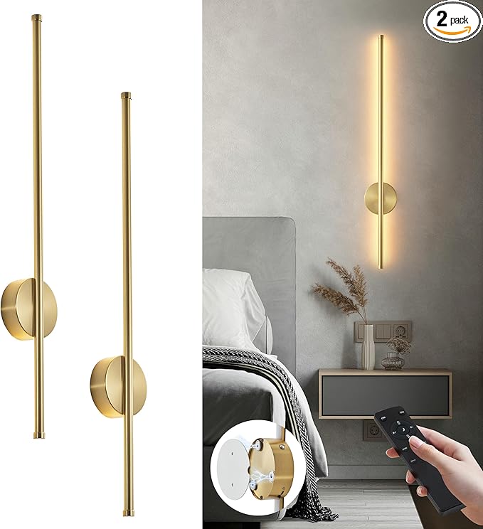 Battery Operated Modern Wall Sconces Set of Two, Rechargeable Wireless Wall by KARTOOSH