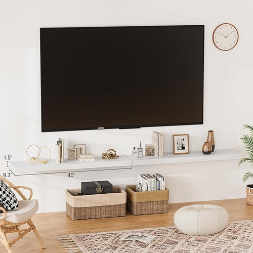 40 Inches Floating Shelves for Wall, 9.3" Deep White Long Floating Shelves Set - Image 2