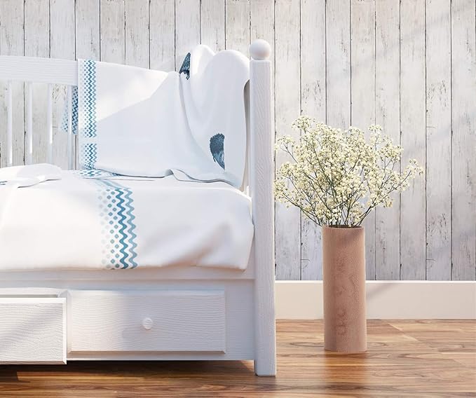 CiCiwind 118” x17.7” Wood Wallpaper Peel and Stick White Wood Wall Paper - Image 5