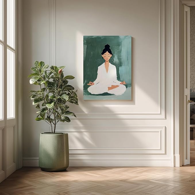 GELDSTEI Framed Zen Wall Art, Tranquil Meditation Wall Decor, Yoga Girl Canvas - Image 4