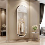 Oval Bathroom Mirror 48 x 16 Inch, Large White Full Length Mirror, Oval Pill - Image 2