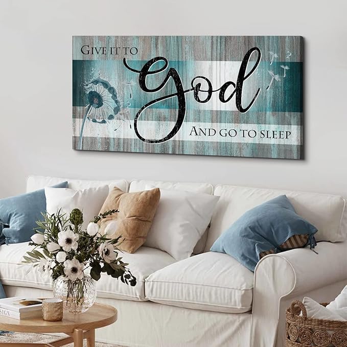 Large Christian Wall Art Bible Verses Wall Decor Give It to God and Go to Sleep - Image 5