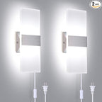 TRLIFE Modern Wall Sconces Set of 2, Wall Sconce Plug in 12W LED 6000K Cool by TRLIFE