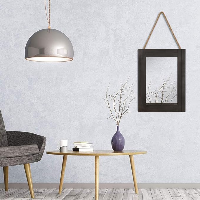 Rectangle Wall Mirror for Bathroom, Distressed White Wood Decor - Image 3
