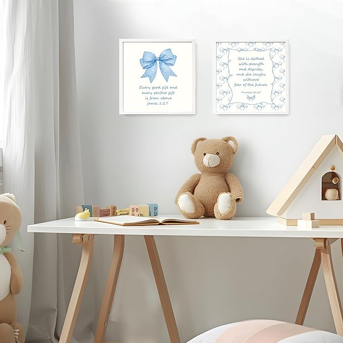 LARTSFRO Coquette Blue Bow Jesus Wall Art Decor Posters, Light Blue Bow - Image 7
