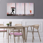 Wieco Art 3 Piece Banksy Famous Canvas Paintings Wall Art Raining day Modern - Image 4