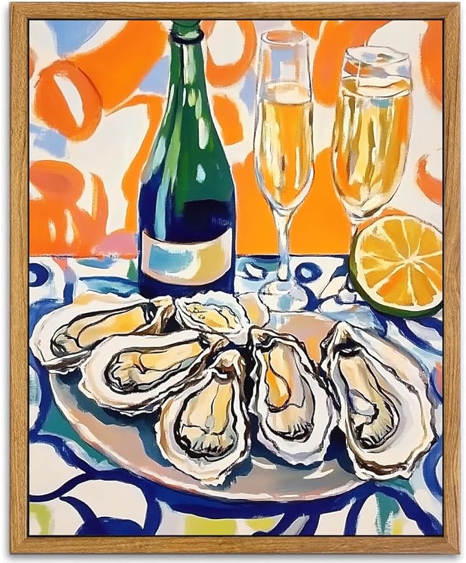 AtterrirArt Oyster Dining Room Wall Art, Champagne Abstract Picture Wall Decor by AtterrirArt