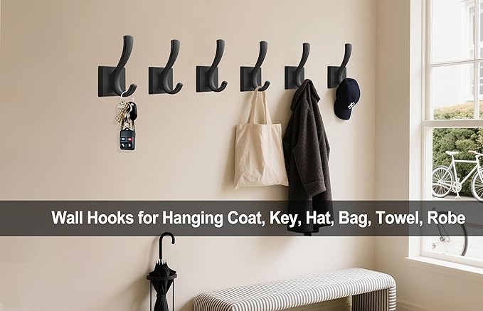 TOFIIGREM Black Towel Hooks Coat Hook, Towels Robe Holder - Image 2