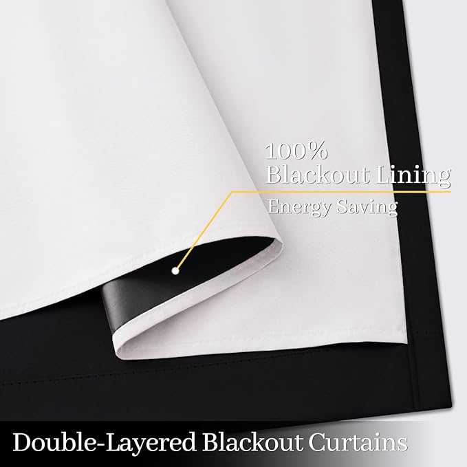 Yakamok 100% Blackout Curtain Panels 63 inches Cold and Light Blocking Drapes - Image 5