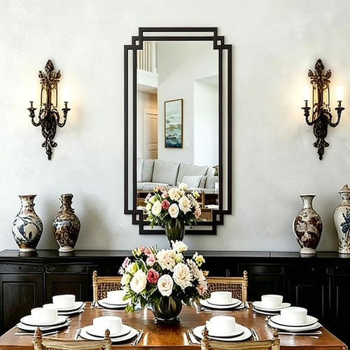 24" x 47" Large Black Mirror for Wall Decor, Elegant Living Room Mirror - Image 2