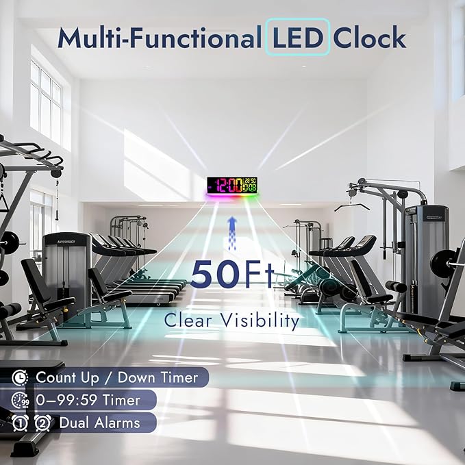 16.5" Large Digital Wall Clock: 11 Screen Colors and 13 U-Shaped RGB Backlight - Image 4