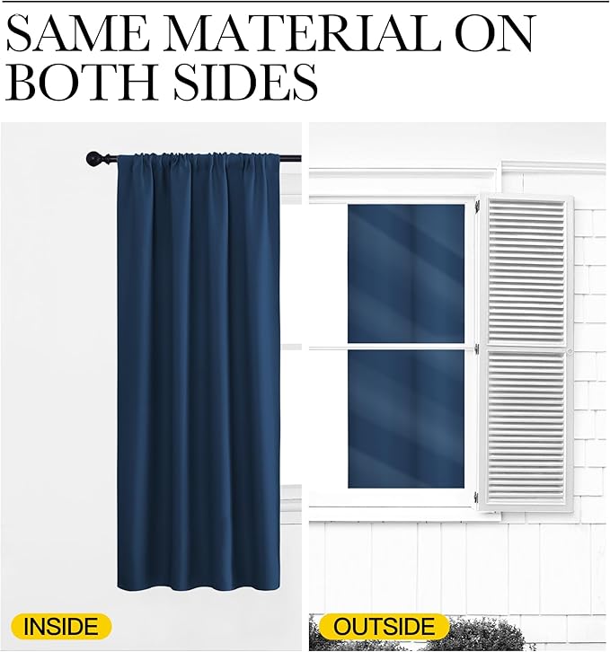 NICETOWN Blackout Curtains for Bedroom, Moroccan Blue, 1 Pair, 62 by 63-inch - Image 5