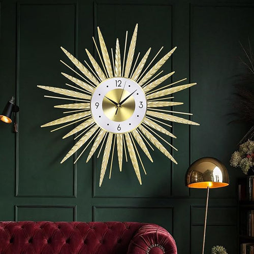 23 inch Gold Starburst Wall Clock, Silent Non-Ticking Large Modern Starburst by Wecreatemoderndesign