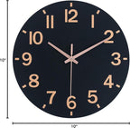HZDHCLH Wall Clock 10 Inch Silent Non Ticking Wood Battery Operated Black - Image 10