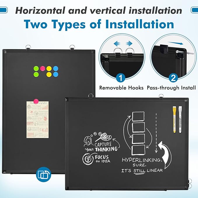 Magnetic Chalk Board, 24“x18” Black Chalkboard Double-Sided Dry Erase Board - Image 5