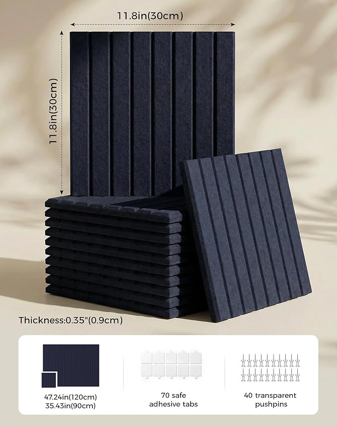 Aothia 12-Pack Felt Bulletin Board Tiles 48"x36", Modular Pin Board - Image 2