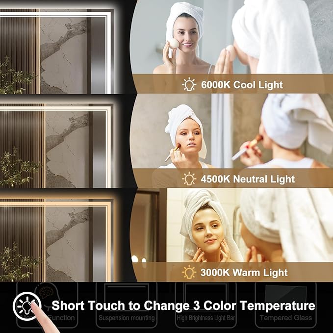 Ratsamee 72x36 Inch LED Bathroom Mirror - Image 3