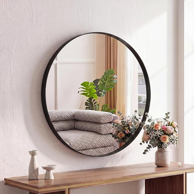 NEWBULIG 24-Inch Round Wall Mirror, Bathroom Wall Circle Mirror by NEWBULIG