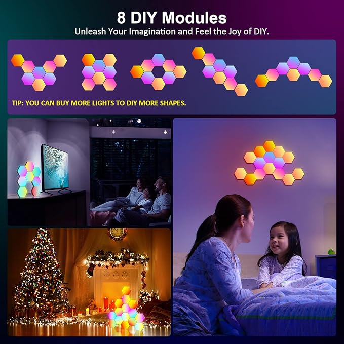 OJQ 8 Pack Hexagon Lights Wall RGB Panel - Image 5