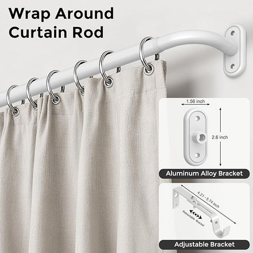 2 Pack Curtain Rods 32-46 Inch, 1 Inch Adjustable Heavy Duty Room Darkening - Image 2