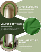 Delma Arched Full Length Mirror, Free Standing Floor Velvet Finish Frame Mirror - Image 4