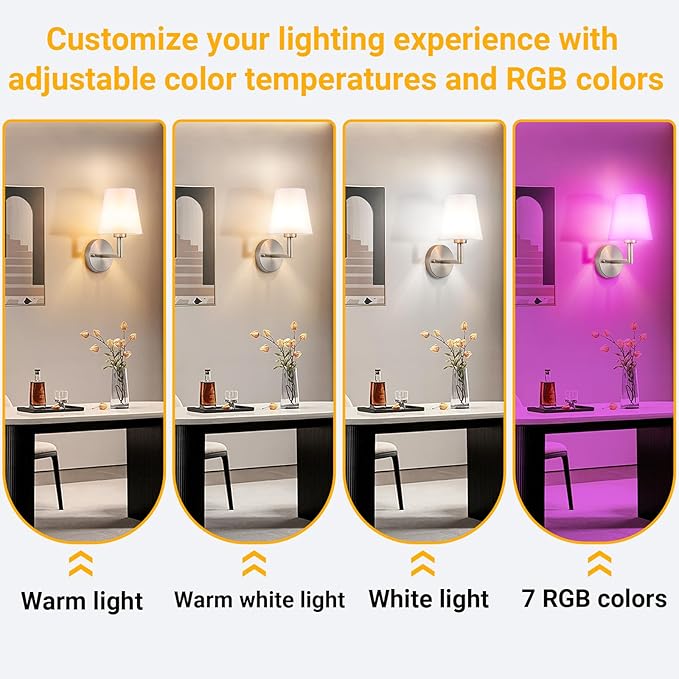 Vimhou Peel and Stick Wall Sconces, Stick On Wall Sconce Set of 2, Battery - Image 4