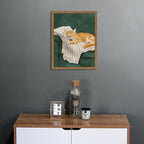 Funny Cat Wall Art Cute Cat Sleeping on Couch Wall Decor Painting Orange Pet - Image 2