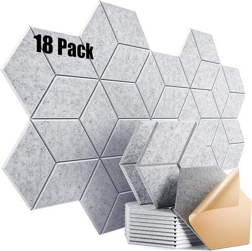 18 Pack Self-adhesive Acoustic Panels 12" X 10" X 0.4" by Dailycooper
