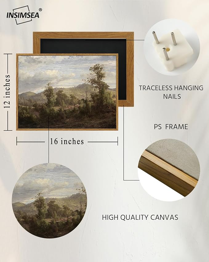 InSimSea Framed Canvas Wall Art Vintage Decor, Nature Landscape Paintings - Image 4