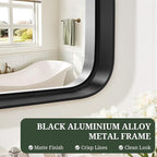 Bathroom Mirror 40x30 Inch Black Metal Frame Rectangle Vanity Mirror - Image 5