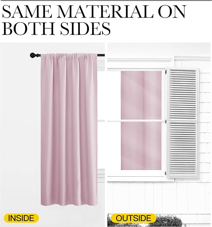 NICETOWN Blackout Curtains for Bedroom, Baby Pink, 1 Pair, 62 by 63-inch - Image 5