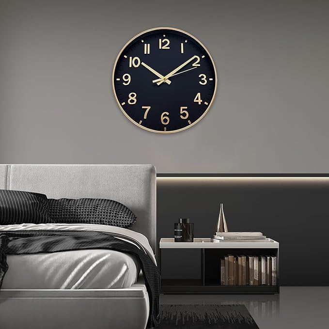 HZDHCLH Wall Clocks Battery Operated, Wall Clock Black Gold, 12 inch Wall Clock - Image 9