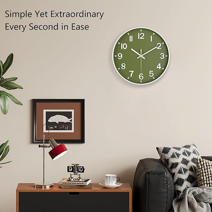Wall Clocks Battery Operated, 12 Inch Non Ticking Wall Clock, Silent Analog - Image 2