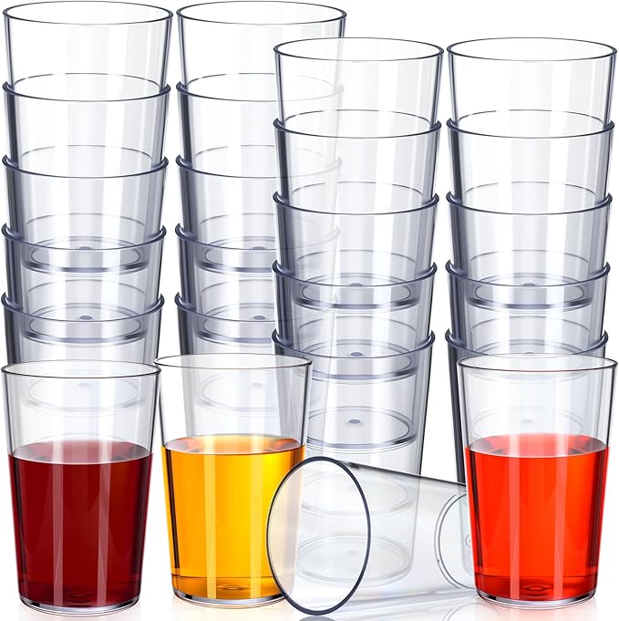 Meanplan Restaurant Grade 8 oz Plastic Cup Break Resistant Drinking Glasses Reusable Clear Cup Stackable Shatterproof Drink Tumblers for Cafe Party Catering Supplies(Clear,48 Pack)