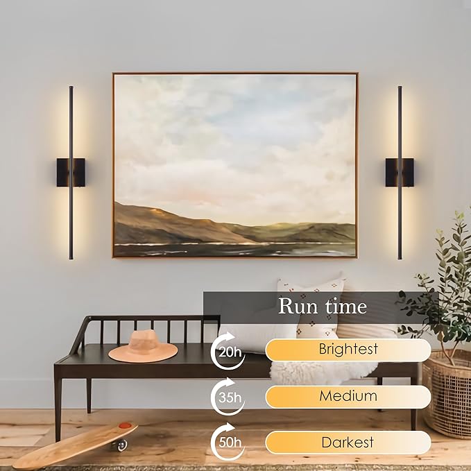 KARTOOSH 32.2 Inch 9 RGB Color Battery Operated Wireless Wall Sconces Set of Two - Image 4