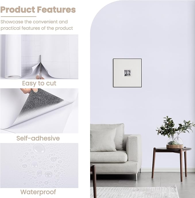 practicalWs 15.7 inch x118 inch White Contatc Paper Self-Adhesive Removable - Image 5