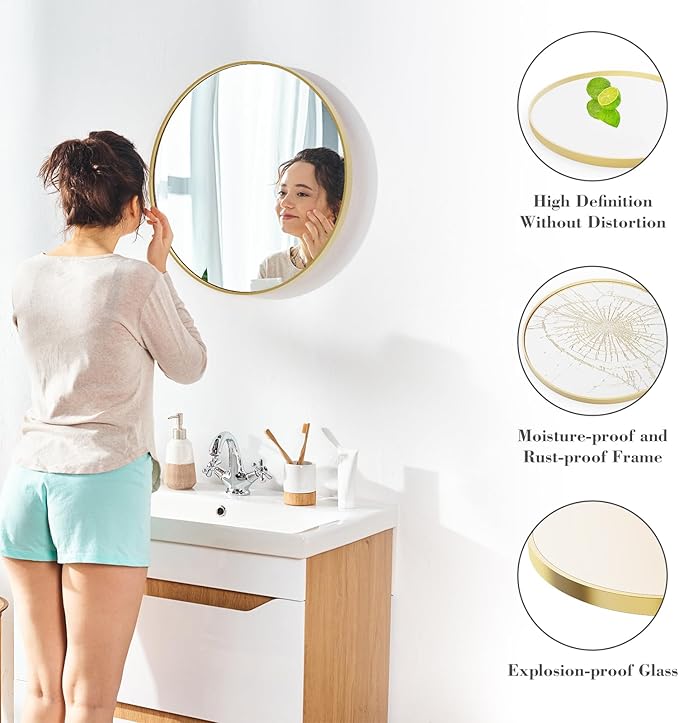 Sweetcrispy 24 Inch Round Wall Mirror - Image 5