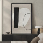 Framed Modern Black and White Neutral Abstract Wall Art, Minimalist Abstract - Image 2