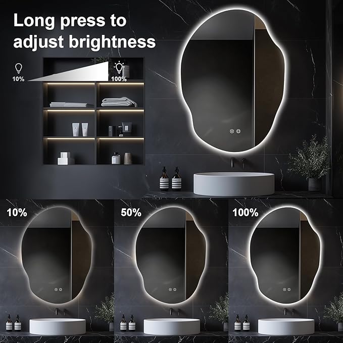 Asymmetrical LED Bathroom Mirror - Image 3