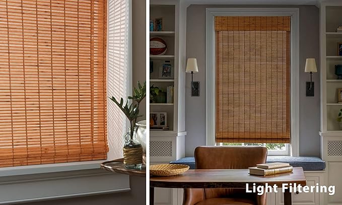 LazBlinds No Tools No Drill Cordless Bamboo Roman Shades, Light Filtering - Image 5