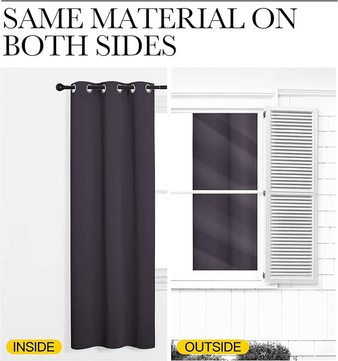 NICETOWN Greyish Purple Blackout Curtains 72 inches Length - Image 5