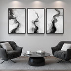Large Framed Black and White Abstract Wall Art - Image 8