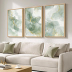 Large Framed Sage Green Abstract Wall Art - Image 2