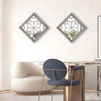 Wocred Set of 2 Farmhouse Square True Mirrors, Vintage Style Barn Wood Wall - Image 4