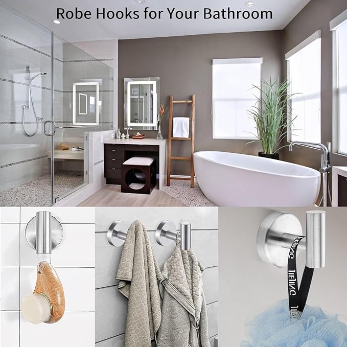 Kruodop Towel Hooks for Bathroom, 2 Packs Wall Mount Towel Holder, Blak Gold - Image 5