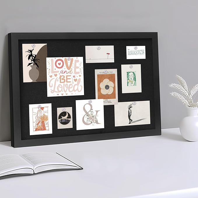 DAHAPYBOO Cork Board with Linen Black, Bulletin Board 17"x12" .Corkboards - Image 5