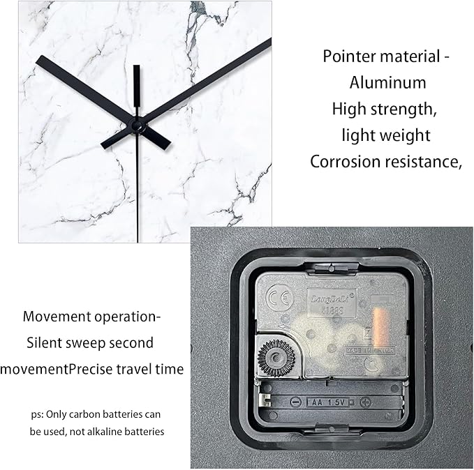 Modern White Marble Glass Wall Clocks Battery Operated 14 Inch Abstract - Image 9