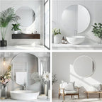 Round White Mirror, 24 Inch Circle White Mirror, Metal Frame Round Wall Mounted - Image 5