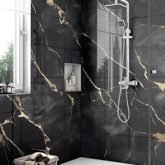 Chejiaye 10pcs Marble Peel and Stick Backsplash Waterproof Washroom Wall Panels - Image 3