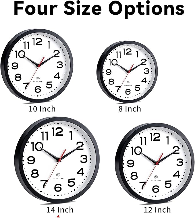 Roymnie Atomic Wall Clock 14 Inch, Modern Clock Battery Operated Classic Analog - Image 5
